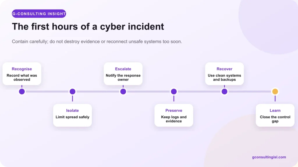 Cyber incident response stages for a small business
