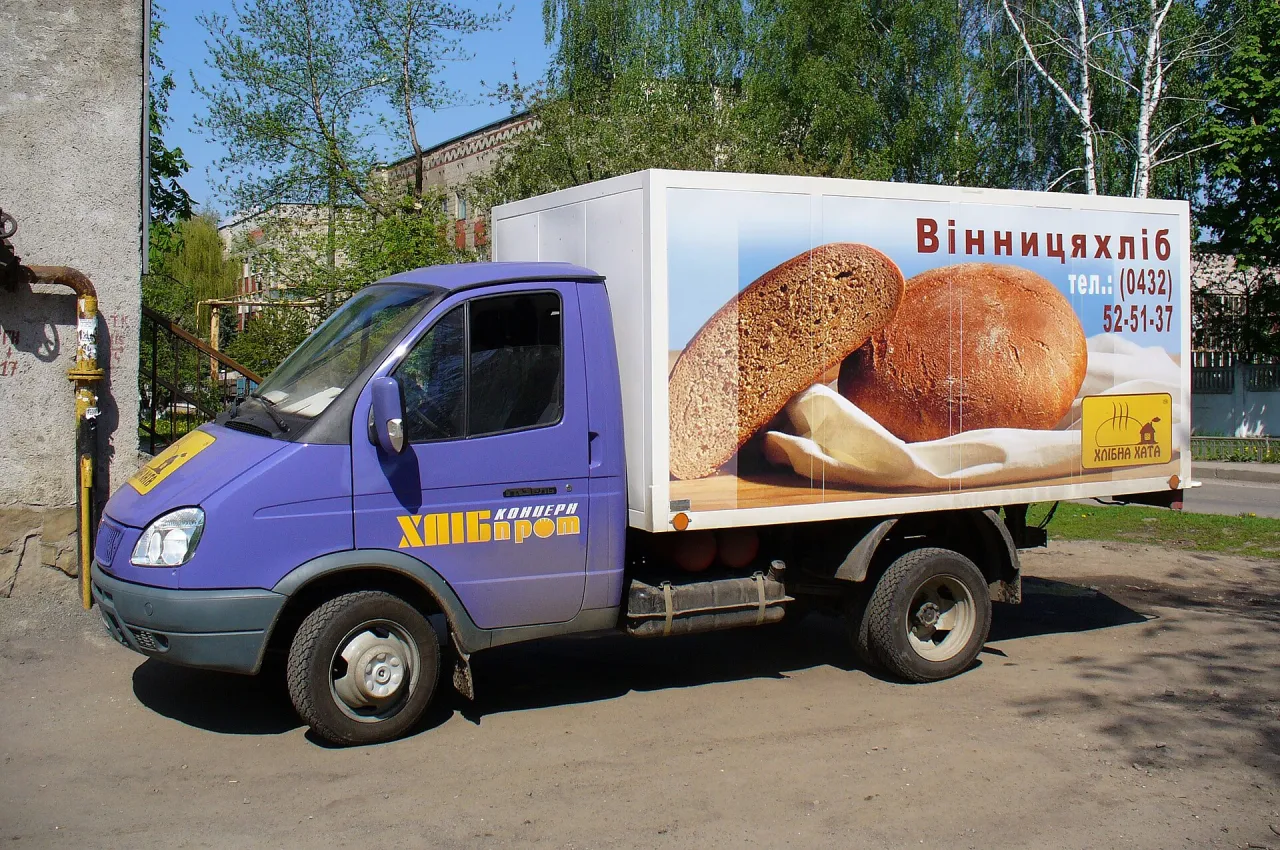 Commercial delivery truck used for bread distribution