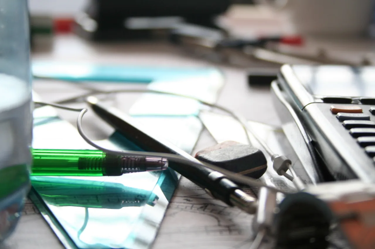 Office desk with working materials used for documenting tasks