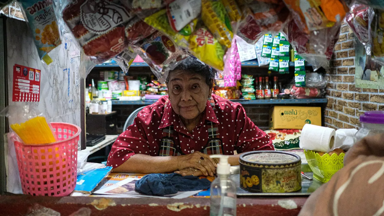Retail shopkeeper in a busy neighbourhood